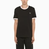 FRED PERRY BLACK SHORT SLEEVE COTTON T-SHIRT,SM3104-42CO/K_FREDP-102_323-S