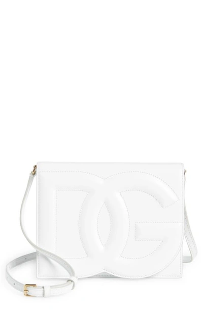 Dolce & Gabbana Dg Logo Flap Leather Crossbody Bag In Optical White