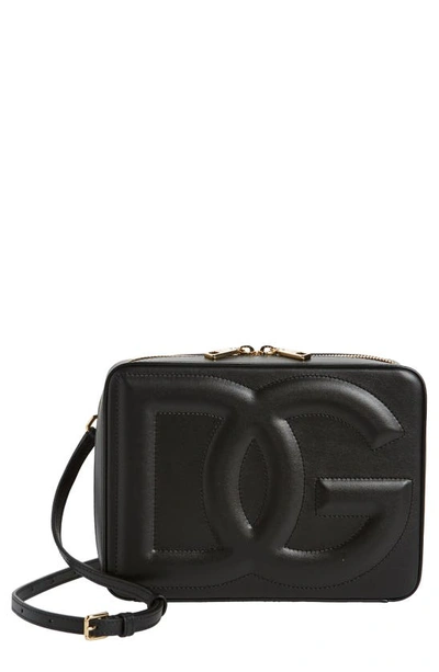 Dolce & Gabbana Medium Dg Logo Leather Camera Crossbody Bag In Black