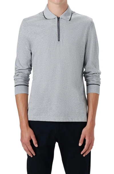 Bugatchi Micro Stripe Quarter-zip Polo Shirt In Chalk