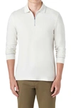 Bugatchi Tipped Long Sleeve Quarter Zip Polo In Chalk