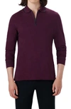 Bugatchi Tipped Long Sleeve Quarter Zip Polo In Plum