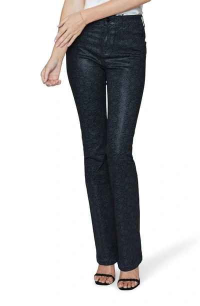 Paige Manhattan High Waist Coated Bootcut Jeans In Mallow Floral Luxe Coating