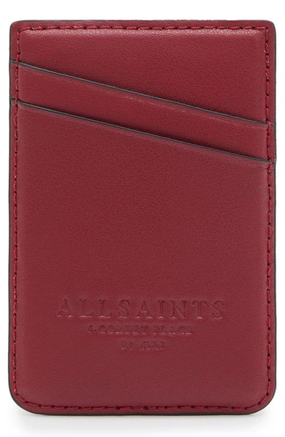 Allsaints Callie Leather Card Case In Red