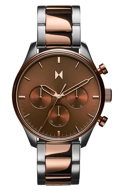 Mvmt Men's Chronograph Airhawk Two-tone Stainless Steel Bracelet Watch 42mm In Brown