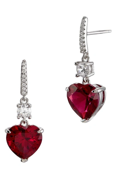 Savvy Cie Jewels Cubic Zirconia Drop Earrings In Red