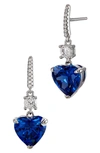 Savvy Cie Jewels Cubic Zirconia Drop Earrings In Blue