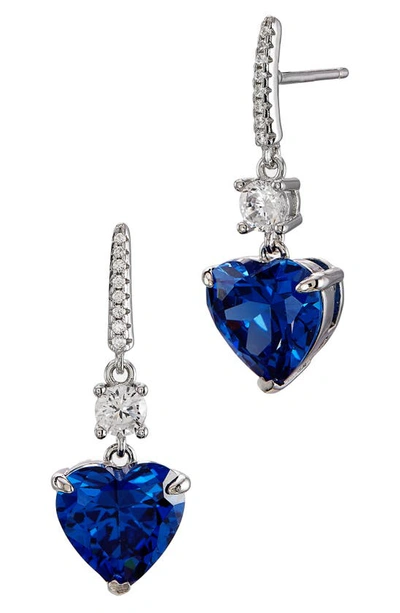 Savvy Cie Jewels Cubic Zirconia Drop Earrings In Blue