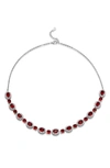 Savvy Cie Jewels Cubic Zirconia Halo Necklace In Red