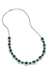 Savvy Cie Jewels Cubic Zirconia Halo Necklace In Green