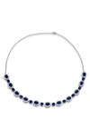 Savvy Cie Jewels Cubic Zirconia Halo Necklace In Blue