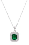 Savvy Cie Jewels Double Halo Pendant Necklace In Green