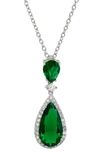 Savvy Cie Jewels Cubic Zirconia Pendant Necklace In Green