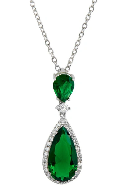 Savvy Cie Jewels Cubic Zirconia Pendant Necklace In Green