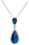 Savvy Cie Jewels Cubic Zirconia Pendant Necklace In Blue
