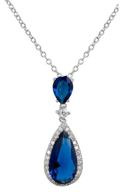 Savvy Cie Jewels Cubic Zirconia Pendant Necklace In Blue