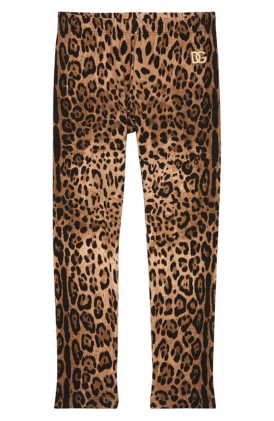 Dolce & Gabbana Kids' Leopard Print Leggings In Hk93m Leo Fdo Nocciola