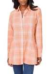 Foxcroft Cici Plaid Non-iron Cotton Blend Tunic In Pumpkin Spice