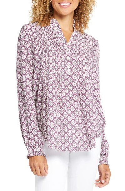 Nydj Pleated Yoke Peasant Blouse In Poplarglen
