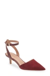 Nordstrom Pearla Ankle Strap Pump In Burgundy