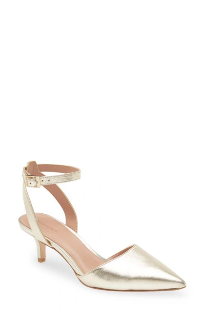 Nordstrom Pearla Ankle Strap Pump In Gold Metallic