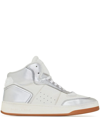 Saint Laurent Leather Perforated High-top Sneakers In White