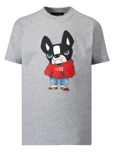 Dsquared2 Kids' Grey T-shirt For Boy With Dog