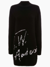 Jw Anderson Long Sleeve Sequins Logo Mini Dress In Black
