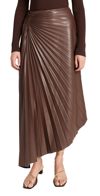 A.l.c Tracy Asymmetric Pleated Vegan Leather Skirt In Caffe