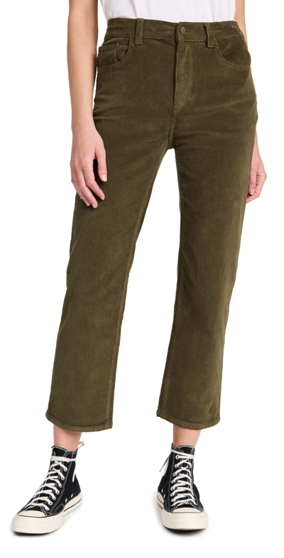 Dl 1961 Patti Straight High Rise Vintage Corduroy Jeans In Winter Green (corduroy)
