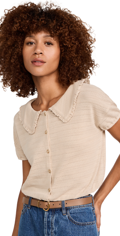 Madewell Ruffle-collared Crop Top In Wet Sand