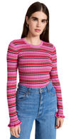 Scotch & Soda Stripe Ribbed Sweater In Cone Flower