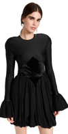 Rabanne Pleated Flared Minidress In Black