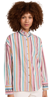 Xirena Jensen Striped Linen-blend Shirt In Pink Sunrise
