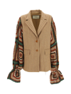 Tu Lizé Crochet-knit Buttoned-up Blazer In Brown