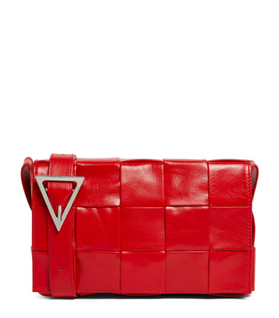 Bottega Veneta Leather Intreccio Cassette Cross-body Bag In Red
