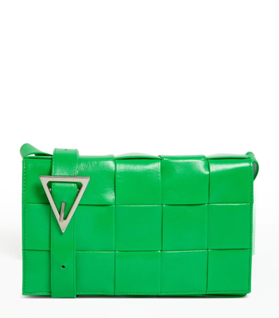 Bottega Veneta Leather Intreccio Cassette Cross-body Bag In Green