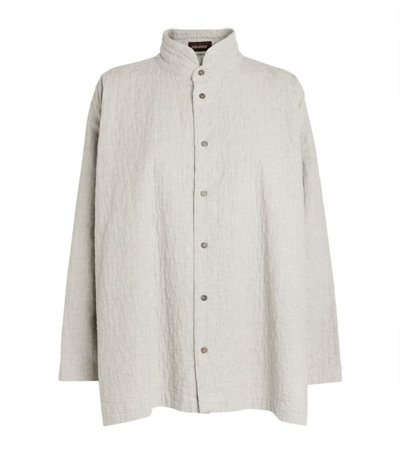 Eskandar Stand-collar Quilted Cotton Shirt In Grey
