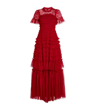 Needle & Thread Valentine Ruffle Gown In Red