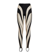 Mugler Sheer Swirl Leggings In Black Beige