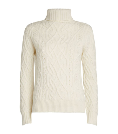 Johnstons Of Elgin Cashmere Celtic Cable-knit Sweater In White