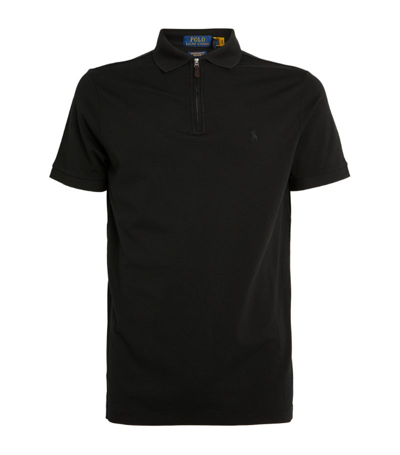 Polo Ralph Lauren Mesh Half-zip Polo Shirt In Black