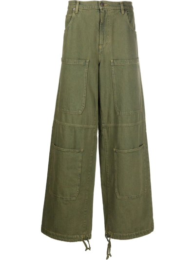 Moschino Mid-rise Wide-leg Jeans In Khaki