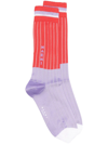 Marni Logo Colour-block Socks In Red