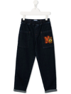 MOSCHINO LOGO-PATCH TAPERED JEANS