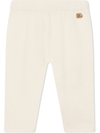 Dolce & Gabbana Gold-tone Logo-lettering Cashmere Leggings In Neutrals