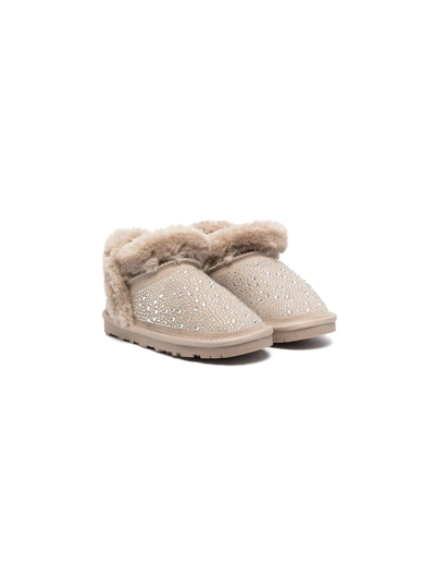 Monnalisa Kids' Embellished Ankle Boots In Neutrals