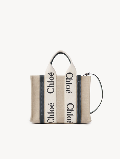 Chloé Woody Small Tote Bag In Blanc
