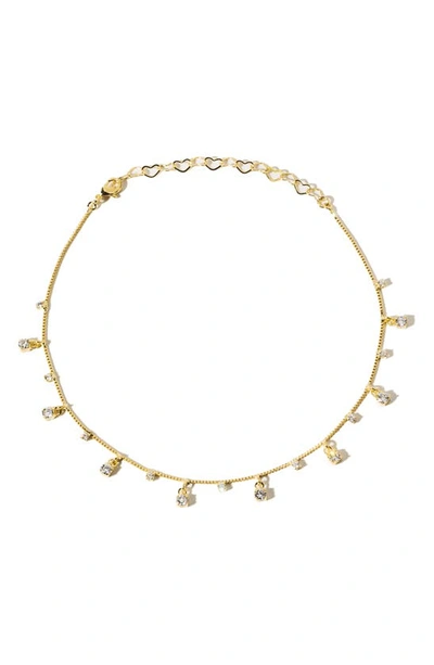 Child Of Wild Miami Rhinestone Anklet In Gold