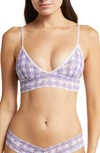 Hanky Panky Varsity Gingham Signature Lace Padded Triangle Bralette In Multicolor